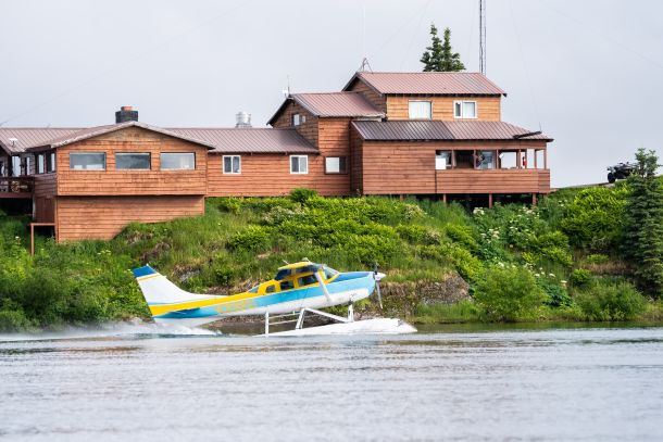 Float Plane Taking off at Tikchik Narrows Lodge 